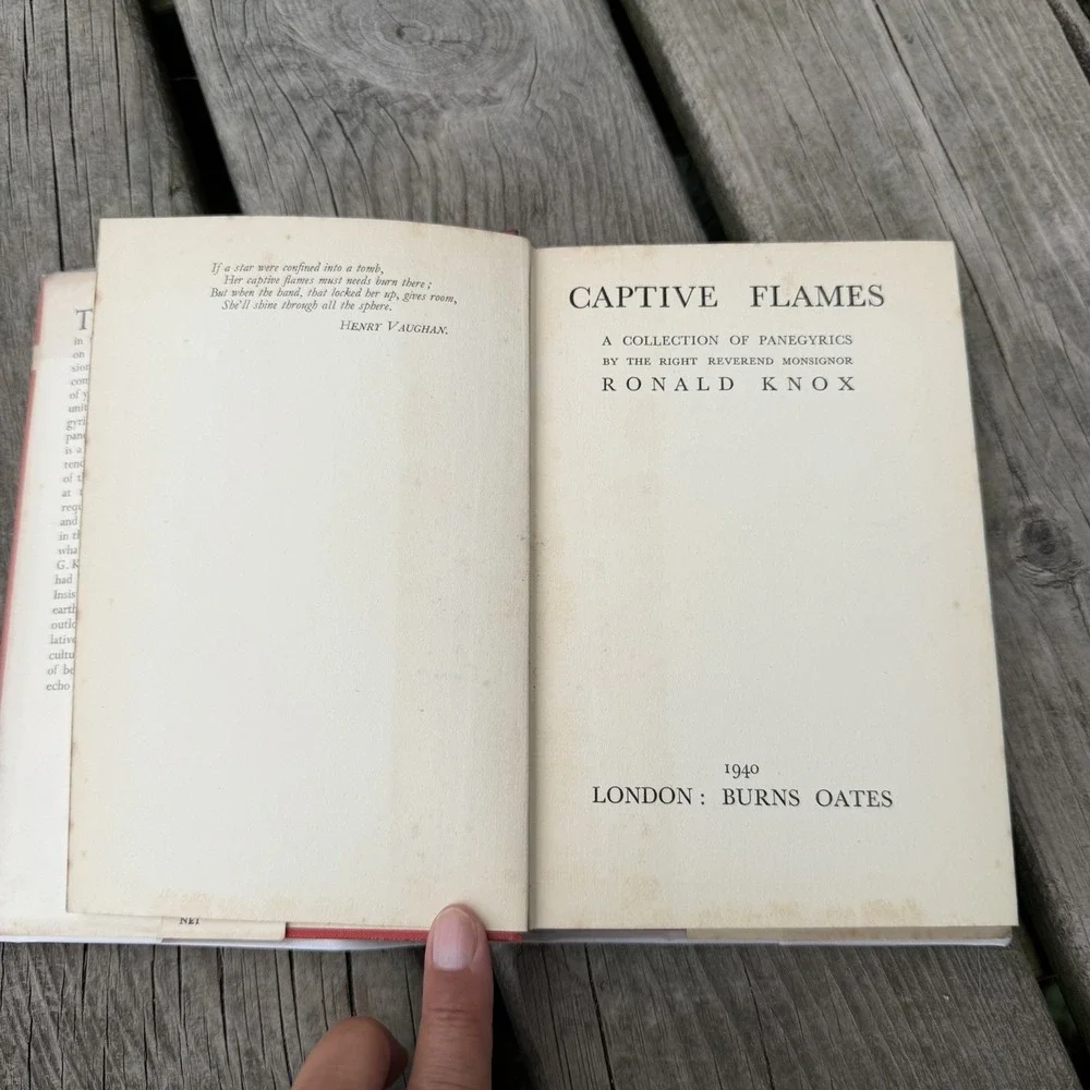 Captive Flames Ronald Knox 1940 1st Edition Hardcover DJ Catholic Saints Rare